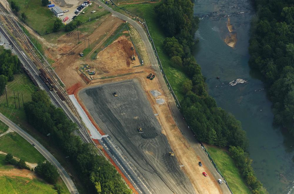 The unlined "legacy" coal ash landfills at Georgia Power's Plant Arkwright being consolidated into a single lined landfill on the bank of the Ocmulgee River in September of 2023. In addition to the liner, the new impoundment will collect any coal ash leachate for 30 years.