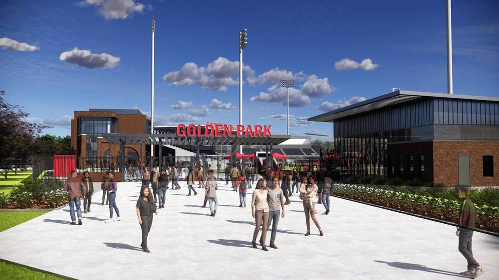 This is a rendering of what a portion of Golden Park is projected to look like after the renovation and upgrades. Courtesy of Diamond Baseball Holdings.  