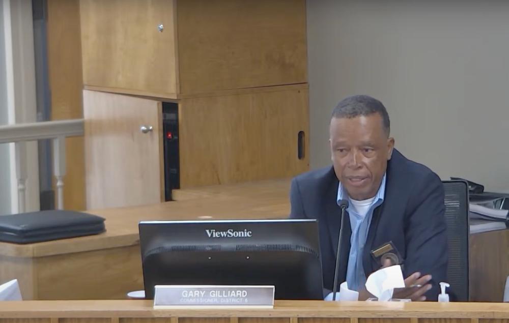 Liberty County District 5 Commissioner Gary Gilyard speaks in favor of a board takeover of Sheriff Will Bowman’s RedSpeed account, Hinesville, April 18, 2024.