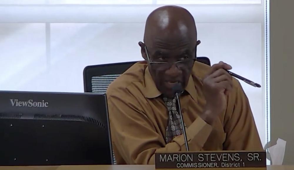 Liberty County District 1 Commissioner Marion Stevens questions the commission’s plan to take over Sheriff Will Bowman’s RedSpeed ticket revenue fund, Hinesville, April 18, 2024.