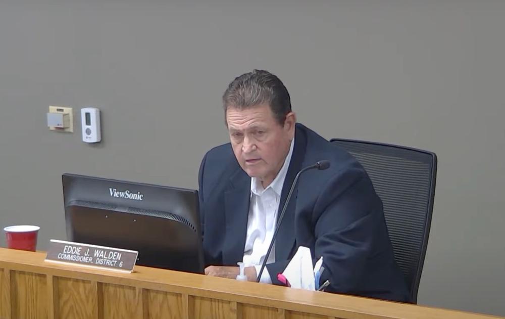 Liberty County District 6 Commissioner Eddie Walden explains his previous call for an executive session, Hinesville, April 18, 2024.