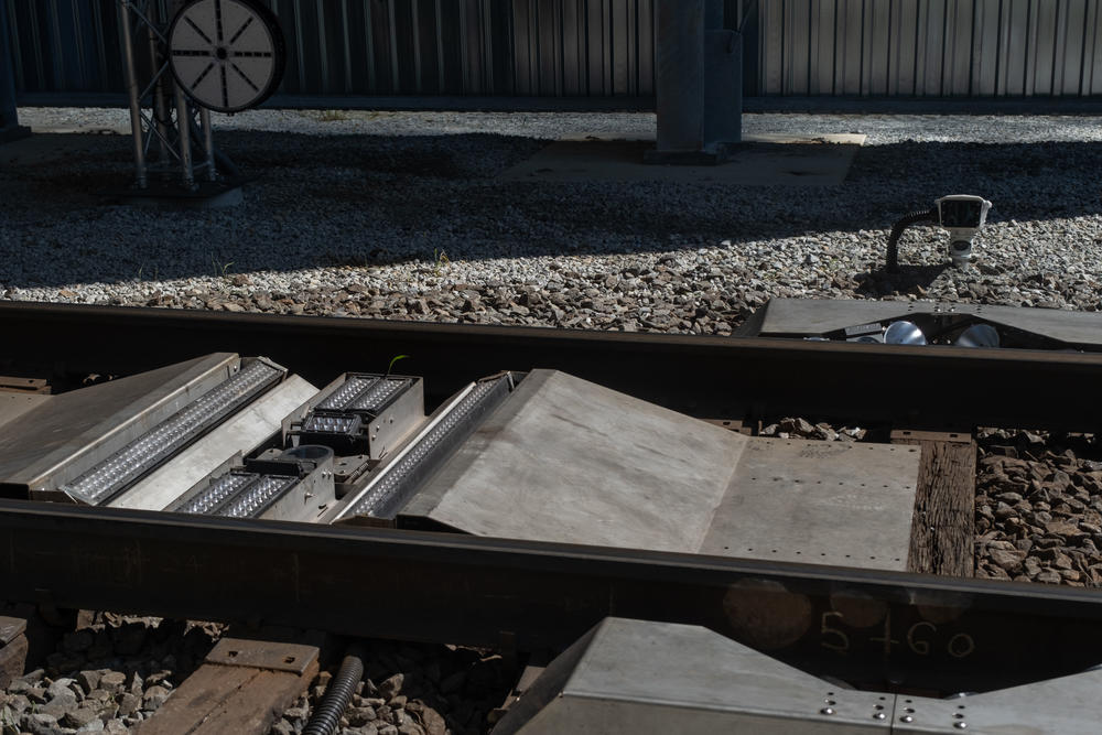 Cameras prepped beside and underneath the tracks at the station in Jackson.