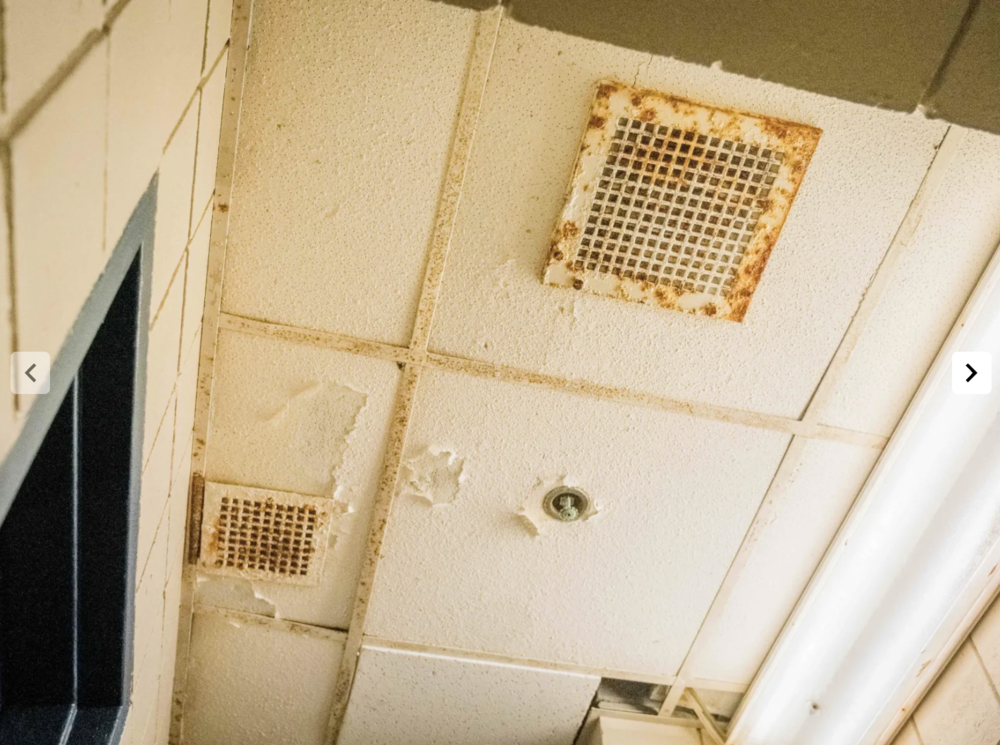 Rust on the ceiling at the Camden County Jail, April 11, 2024, in Camden County, GA.
