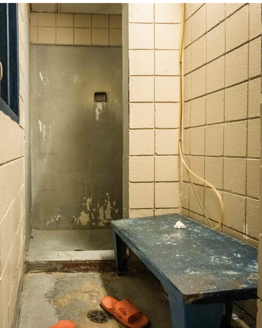 A shower at the Camden County Jail, April 11, 2024, in Camden County, GA.