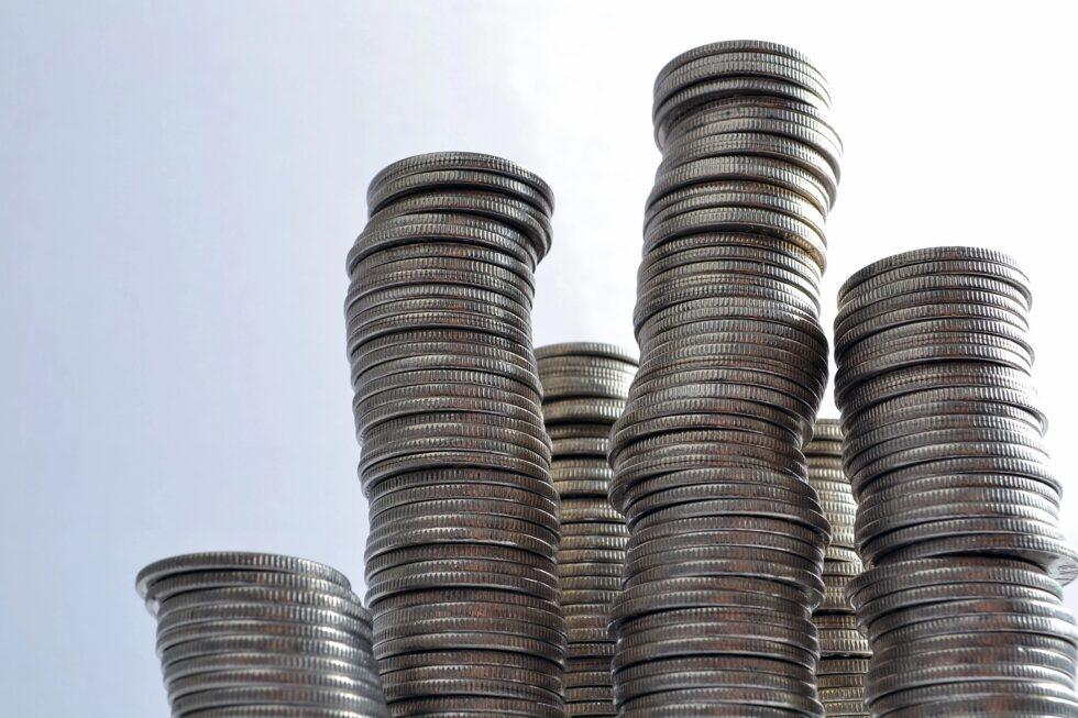 Stacked coins.