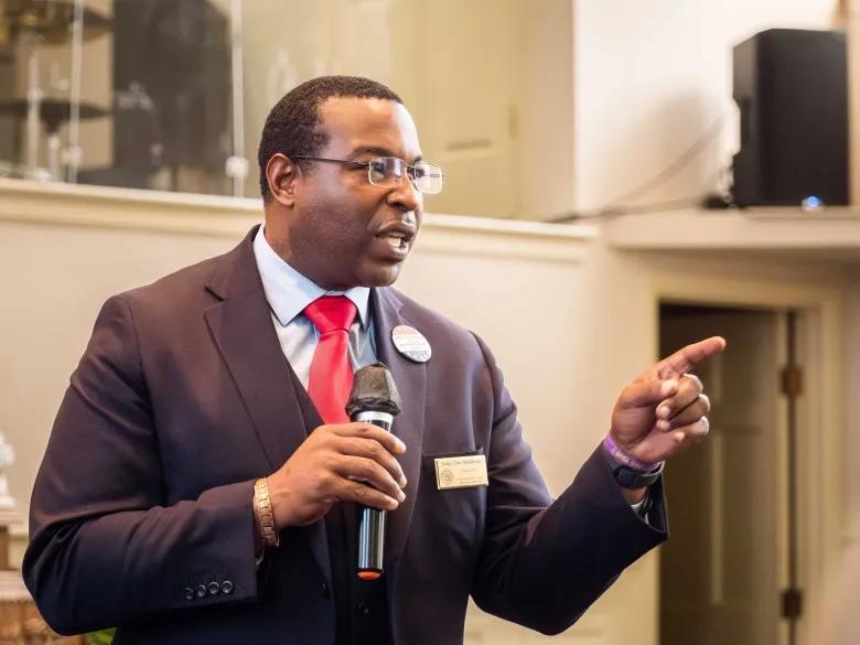  Chris Middleton speaking at an NAACP forum in his bid for Superior Court judge. Credit: Justin Taylor/The Current