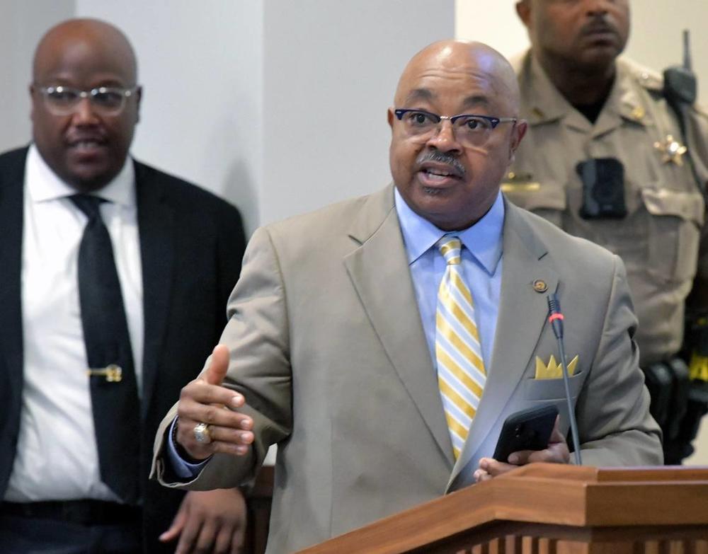 Byron Hickey speaks during a special called meeting of Columbus Council on Feb 28, 2023. Darrell Roaden Special to the Ledger-Enquirer 