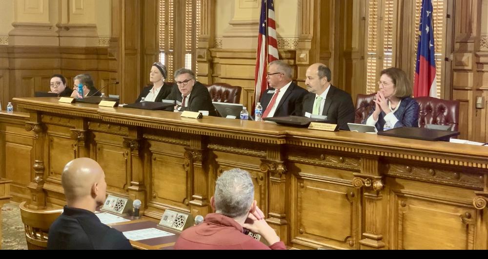  Georgia Election Board member Janice Johnston, far right, on May 7 said it’s a “travesty” that the board did not further investigate a complaint about the recount and preservation of several thousand ballots cast in Fulton County’s 2020 presidential election. Stanley Dunlap/Georgia Recorder 