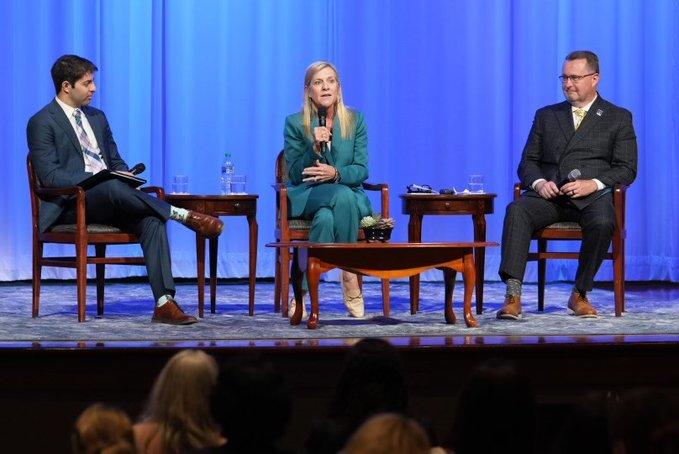 Ryan Greenstein (left) moderates a panel with Georgia first lady Marty Kemp and DBHDD Commissioner Kevin Tanner