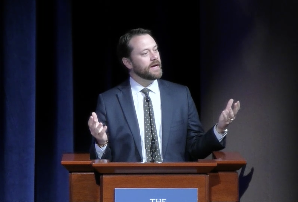 Jason Carter, 48, serves as Chair of the Board of Trustees at the Carter Center in Atlanta.  He spoke during a mental health forum at  the Center on May 14, 2024.