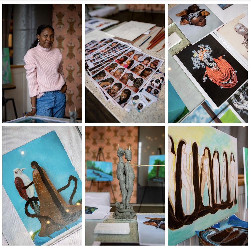 Scenes from the studio of Taiye Idahor. (Photographs by Isadora Pennington)