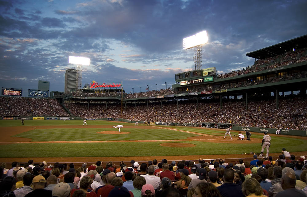 Red Sox pitcher Curt Schilling delivers a pitch at Fenway Park in 2006.