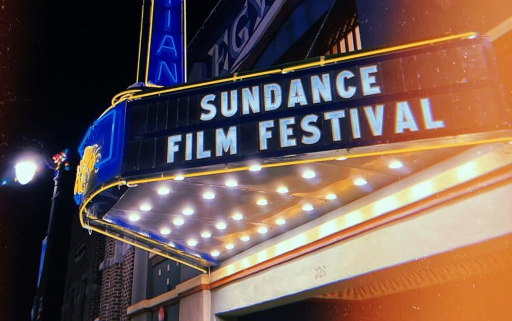 A theater marquee sign reads "Sundance Film Festival"