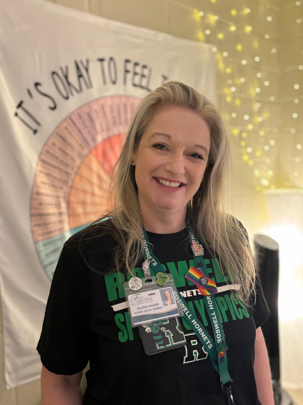 Valerie Rogers stands in the counseling office at Roswell High School