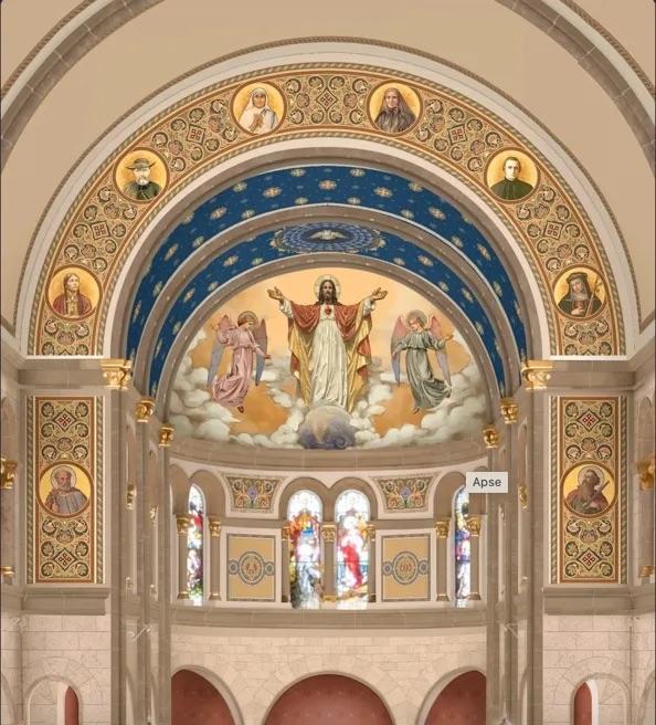 The planned new apse mural of the Sacred Heart of Jesus to be part of the church’s redecoration.. (Image via Basilica of the Sacred Heart of Jesus)