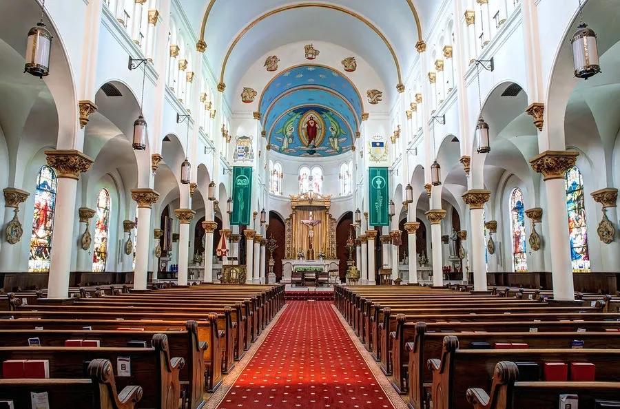 The interior of the Basilica of Sacred Heart of Jesus before renovation changes began the week of July 15. (Photo courtesy Downtown Atlanta)