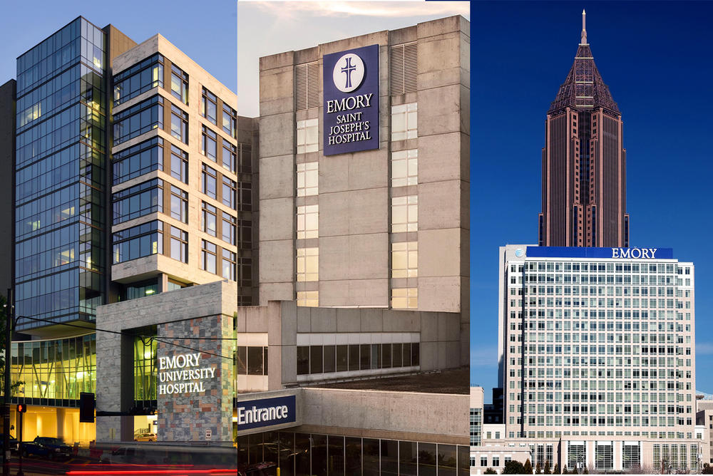 A photo of the outside of Emory University and Emory Saint Joseph's hospitals in Atlanta 