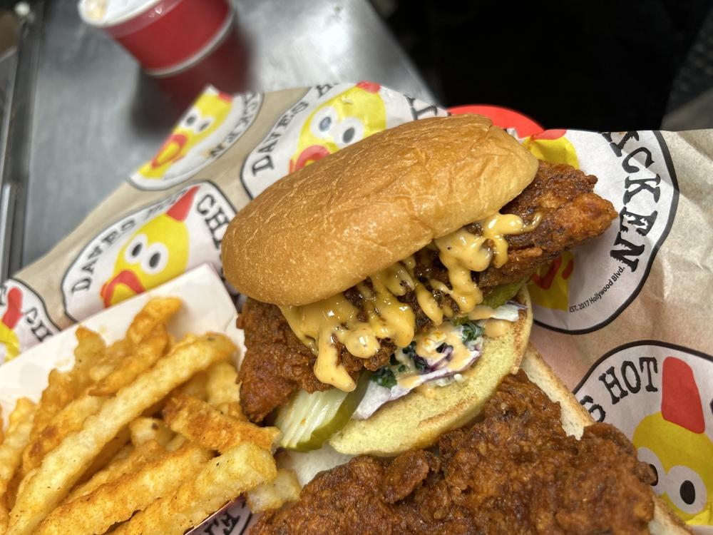 On the menu at Dave's Hot Chicken were fries, tenders and sliders ranging in seven degrees of heat - "No spice" to "Reaper".