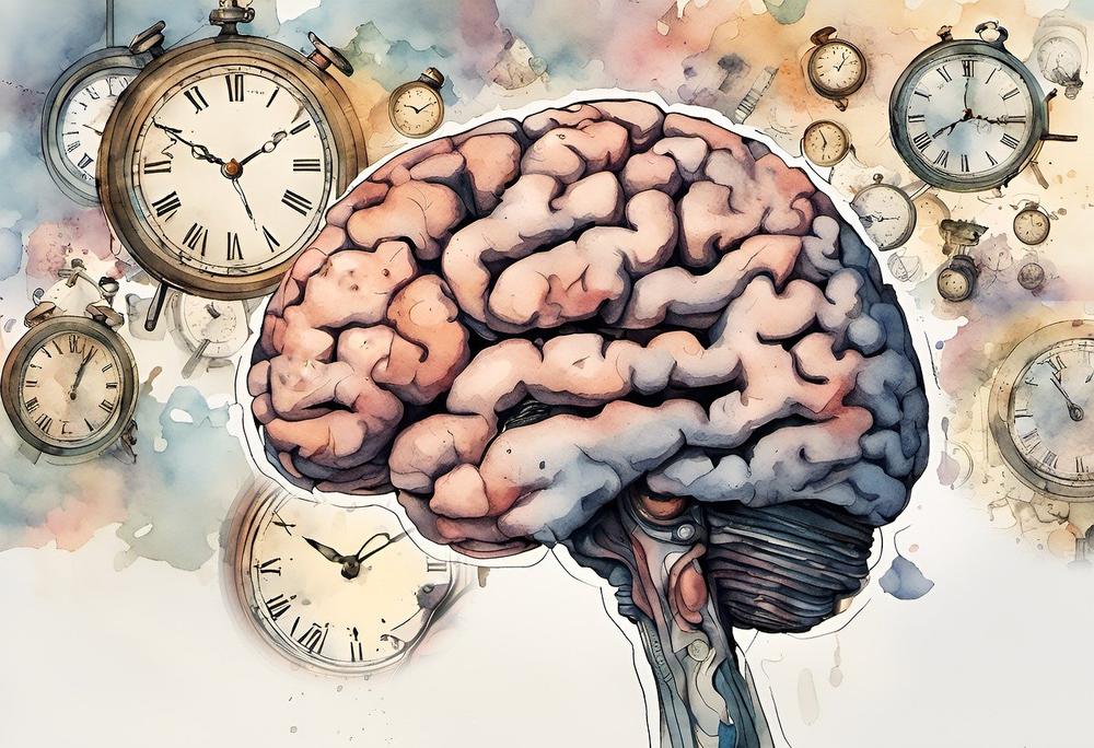 An image of a brain and clocks