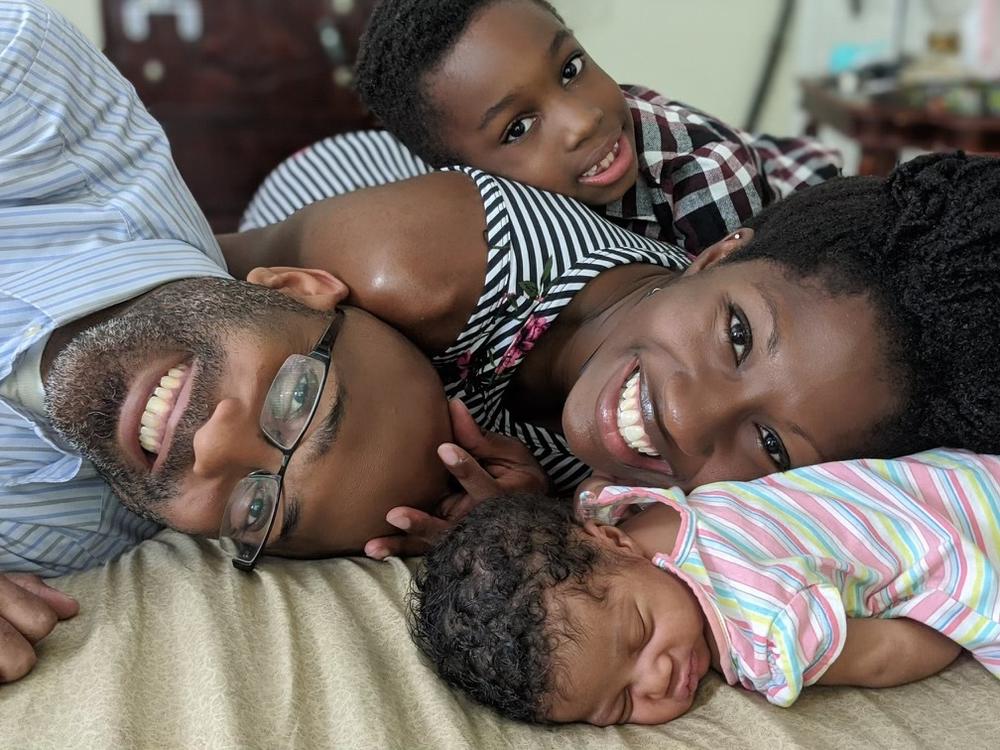  Katherine Sylvester, who had preeclampsia after the birth of her second child, said a new biomarker test for preeclampsia has the potential to empower moms. She’s seen here with her family. Photo courtesy of Katherine Sylvester