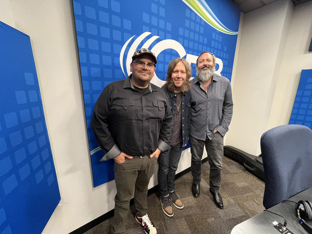 Peach Jam Host Jeremy Powell with Charlie Starr and Benji Shanks of Blackberry Smoke