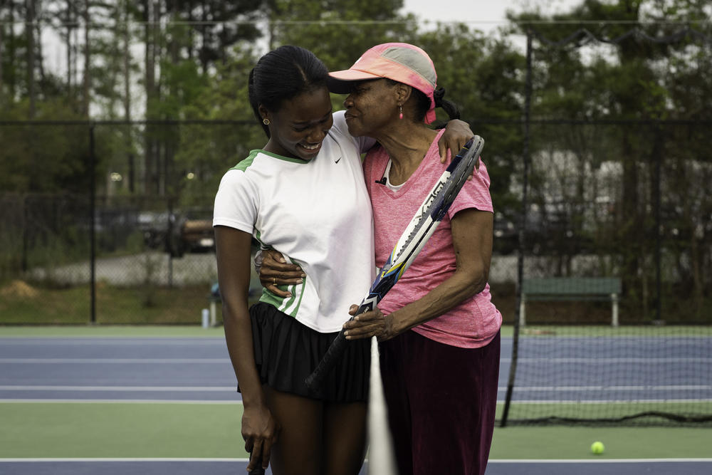 Zo’e and her great-grandmother, Samaria “Cookie” Mitcham Bailey, after a game of tennis. A love of the sport runs deep in the family.