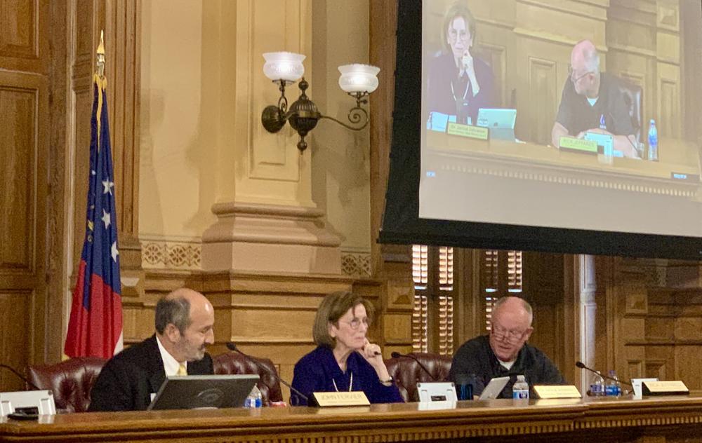 The Georgia Election Board’s three Republican members voted 3-2 Wednesday to reinvestigate Fulton County over election rules infractions related to the 2020 presidential election. Board Chairman John Fervier, left, on Wednesday warned conservative board members Janice Johnston, middle, and Rick Jeffares, that reopening case could violate state law. Stanley Dunlap/Georgia Recorder