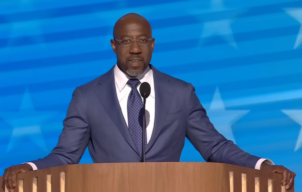 Georgia U.S. Senator Raphael Warnock delivered a speech at the Democratic National Convention in Chicago on night 1 of the event on August 19, 2024.
