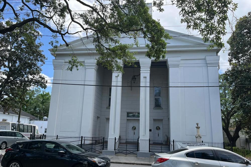 The two-century-old First Bryan Baptist Church is part of the Yamacraw Village community. It was founded in 1788 by the Rev. Andrew Bryan, a former enslaved person and ordained minister who later bought his freedom.(Renuka Rayasam/KFF Health News)