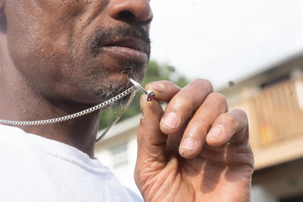 Miller’s husband, Alex, wears her engagement ring around his neck. Credit: Rita Harper, special to ProPublica