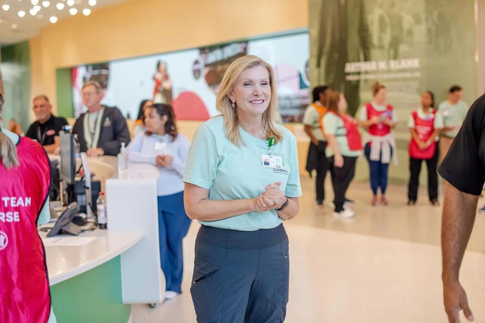 Children’s Healthcare of Atlanta CEO Donna Highland welcomes new patients. (Courtesy of Children’s Healthcare)