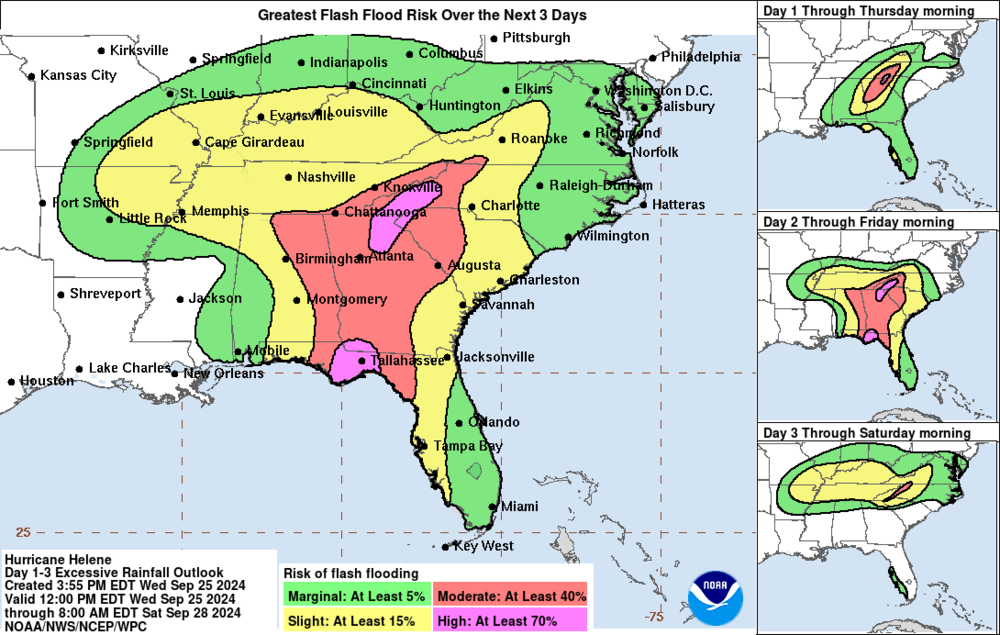 Hurricane Helene is likely to cause flooding in some parts of Georgia through Friday, Sept. 27, 2024.
