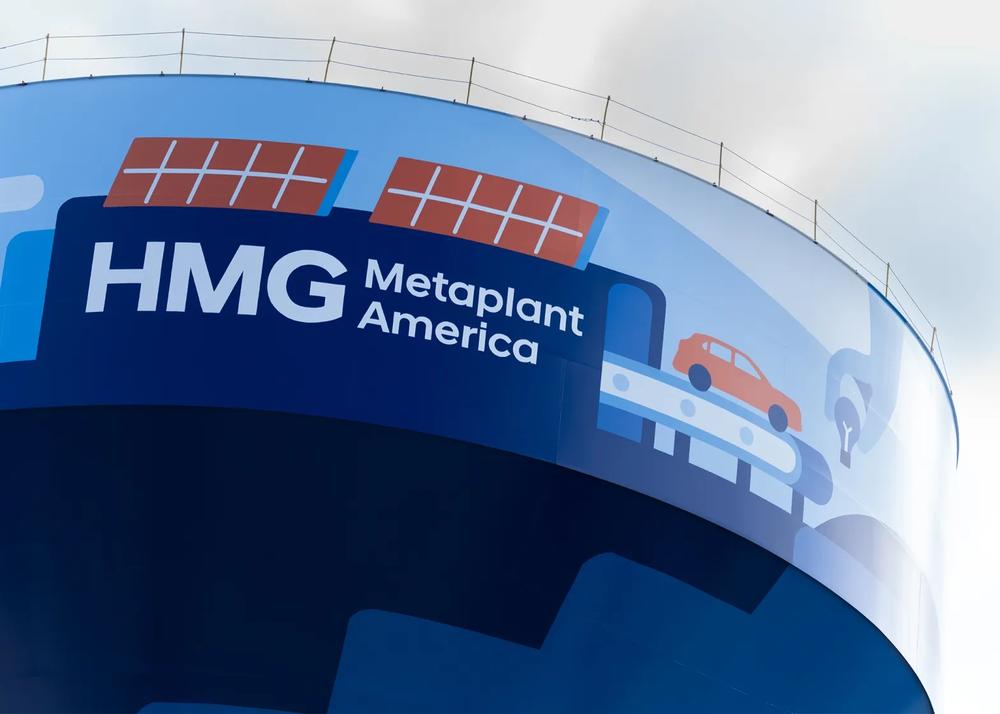 The water tower at the Hyundai Metaplant. Credit: HMGMA