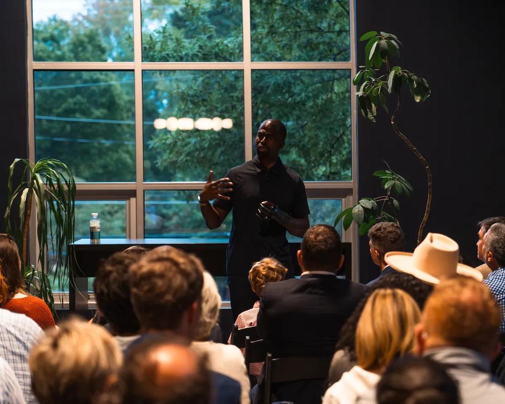 Mohamed Massaquoi speaking to a crowd at an event in Brookhaven on Sept. 11 (Photo courtesy of WITH Agency). Mohamed Massaquoi speaking to a crowd at an event in Brookhaven on Sept. 11 (Photo courtesy of WITH Agency). 
