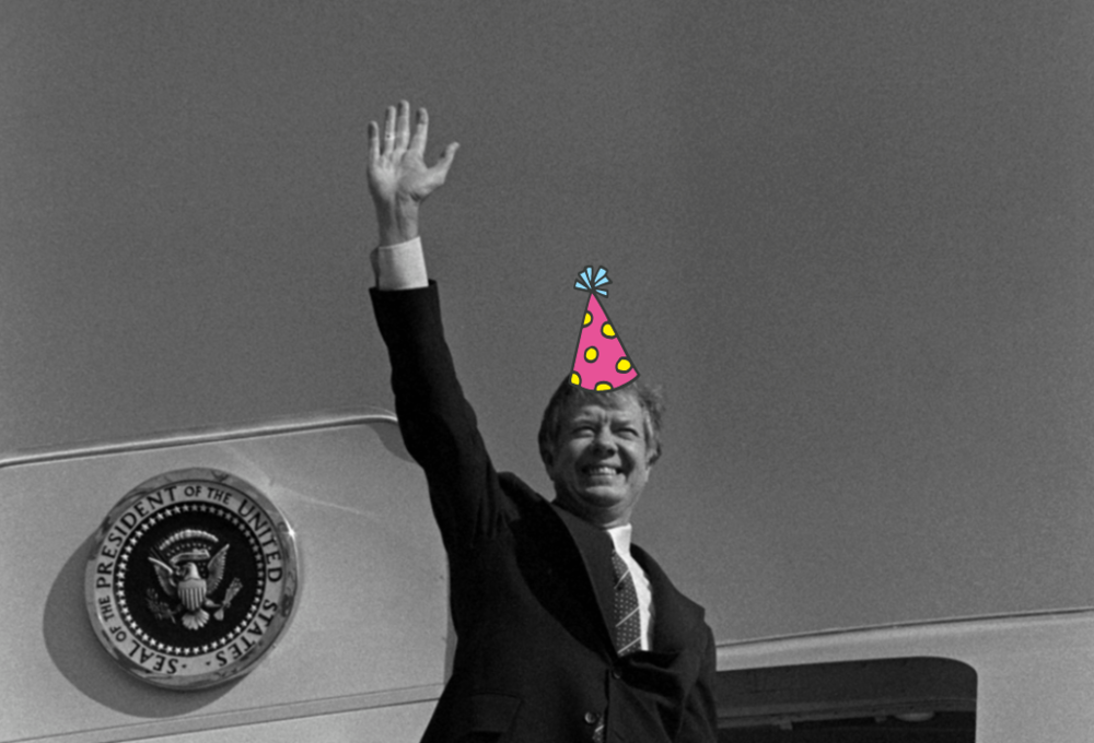 Jimmy Carter with birthday hat