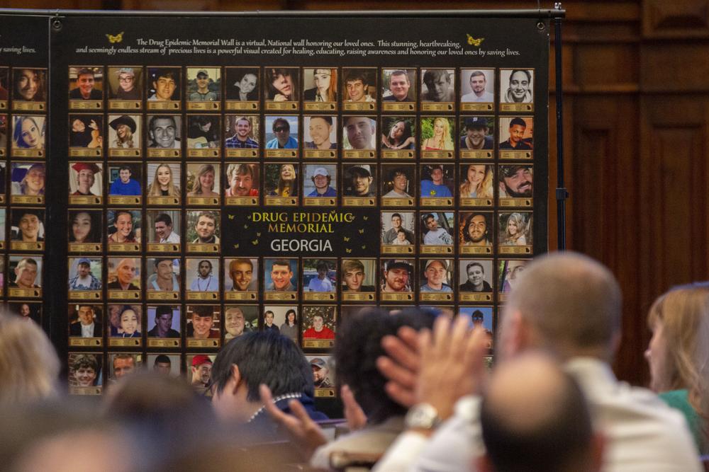 A memorial poster for Georgians who died by overdose