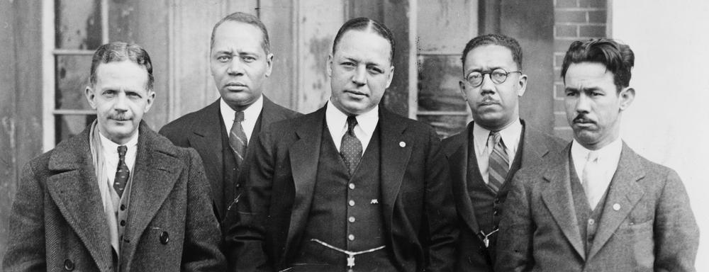1933 photo of the architects of the NAACP legal strategy. Left to right: Walter White, executive secretary; Charles Houston, lead counsel; James G. Tyson, Leon A. Ransome and Edward P. Lovett.