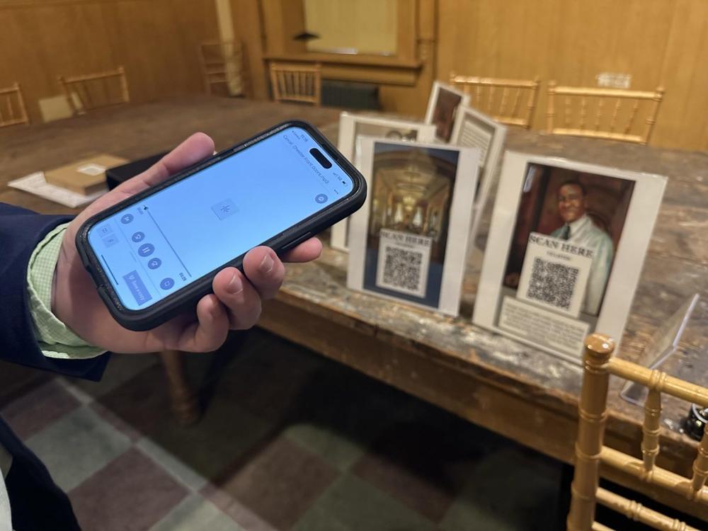 Audio recordings of Chester Davis’ tours of Macon’s historic Hay House can be accessed by QR codes on the tour of the ‘Untold Stories’ exhibit. (Liz Fabian)