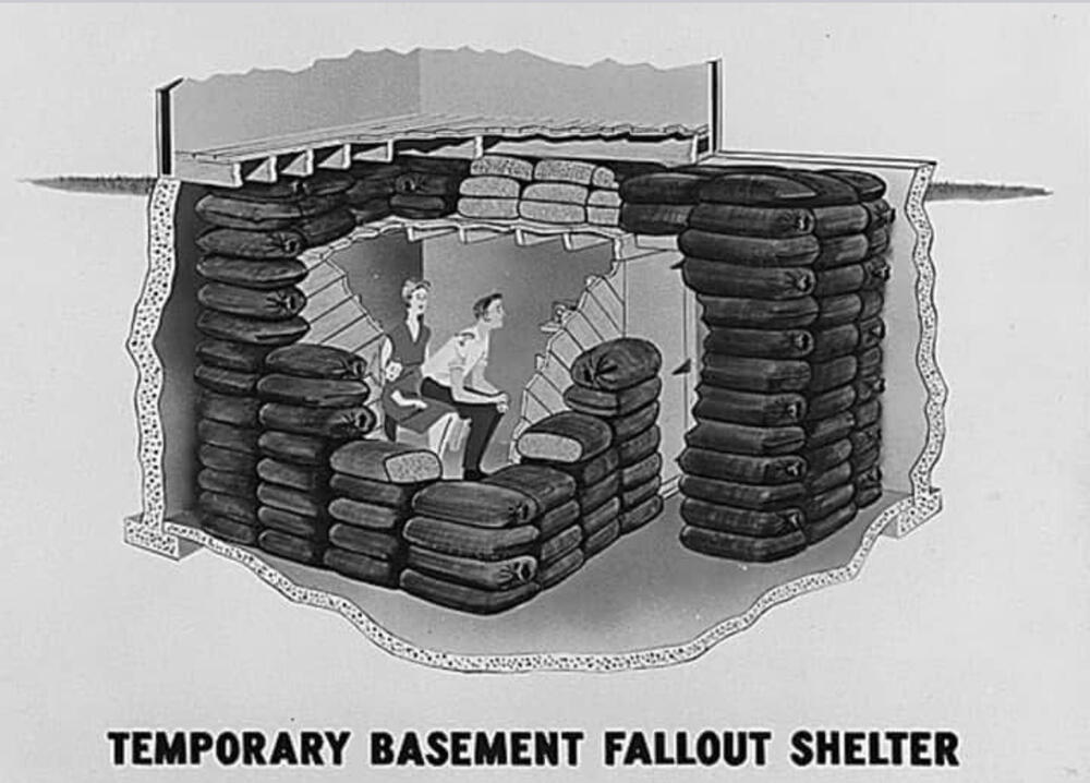Graphic of a Temporary Basement Fallout Shelter for Families
