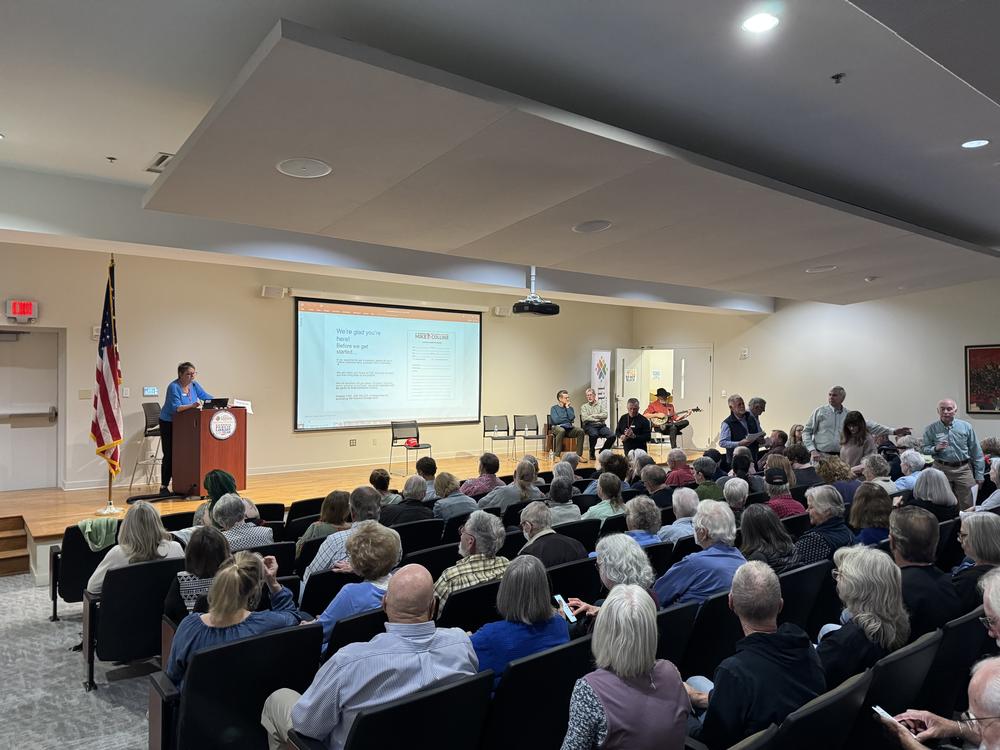 300 people filled an auditorium and two overflow rooms at the Athens Clarke County Library for a town hall meeting on March 18, 2025.
