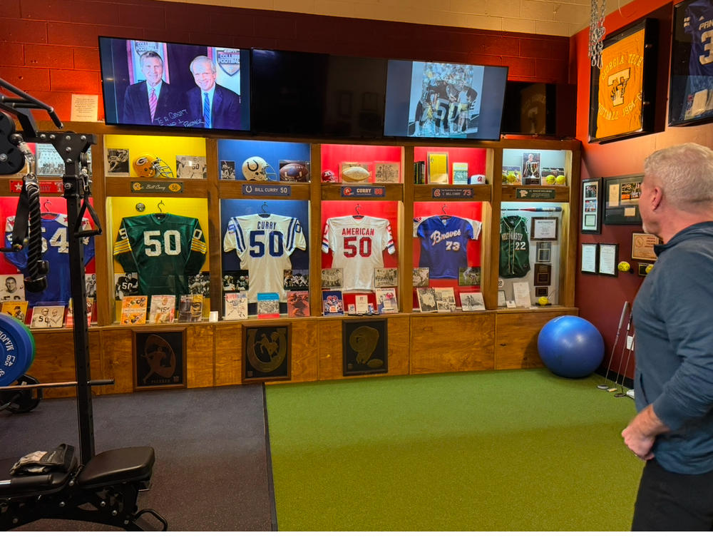 Bill Curry memorabilia inside Attorney Pete Wellborn office