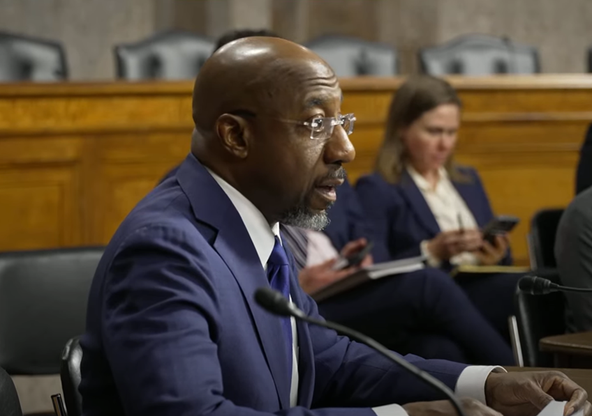 Georgia U.S. Senator Raphael Warnock pictured at the Senate Banking Subcommittee on Financial Institutions and Consumer Protection on February 26, 2025, to highlight the importance of the Consumer Financial Protection Bureau. Credit: Senator Raphael Warnock