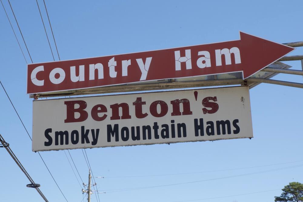 Sign outside Benton's Bacon