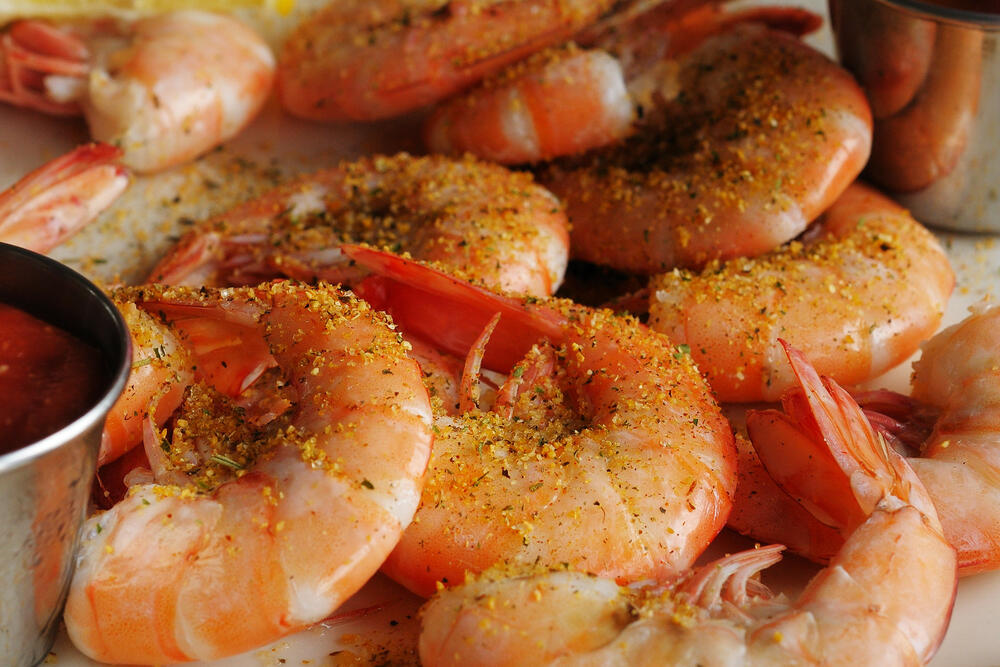 Georgia white shrimp served at a restaurant on St. Simons Island.