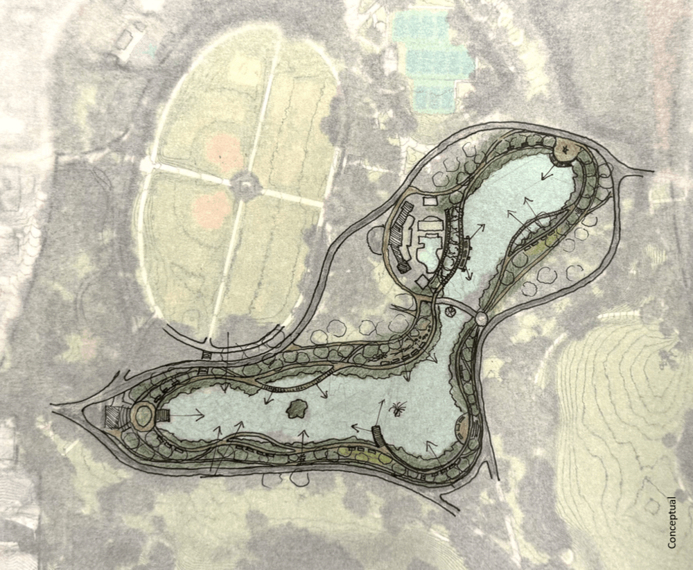 A rendering shows improvements for Piedmont Park  as part of comprehensive plan announced on April 24, 2025.