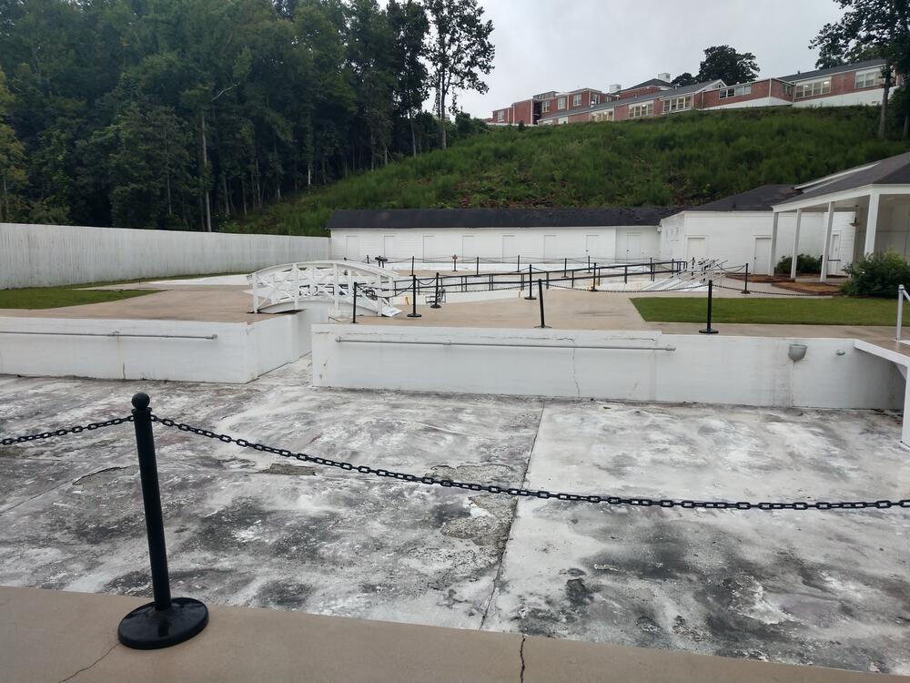A pool at Warm Springs, Ga., lay drained