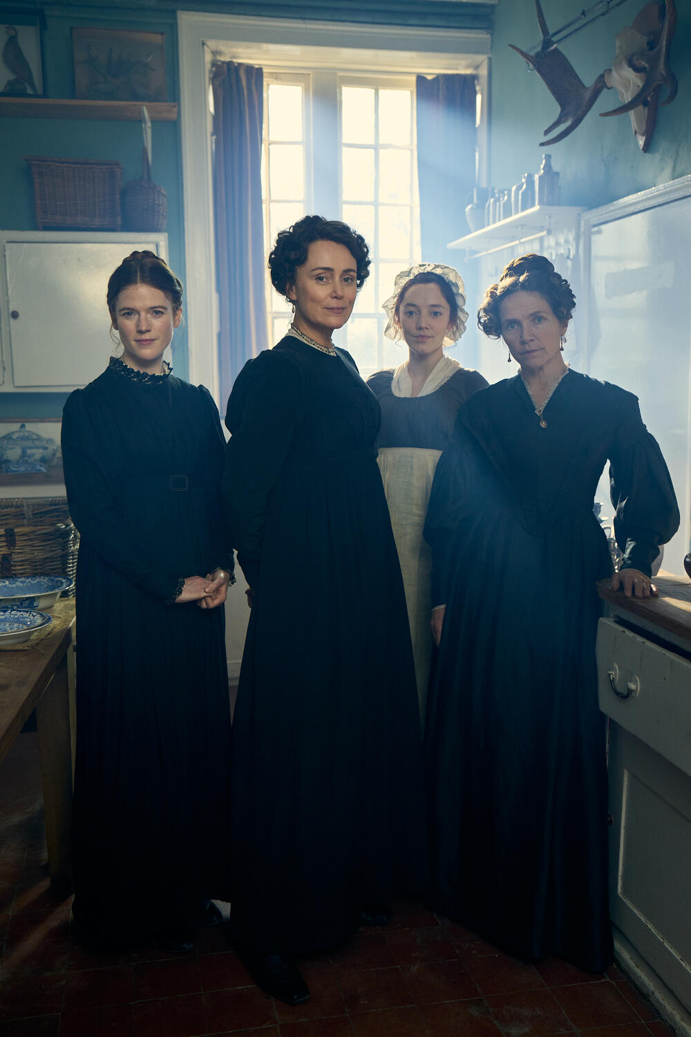 Rose Leslie as Isabella, Keeley Hawes as Cassandra Austen, Mirren Mack as Dinah and Jessica Hynes as Mary Austen