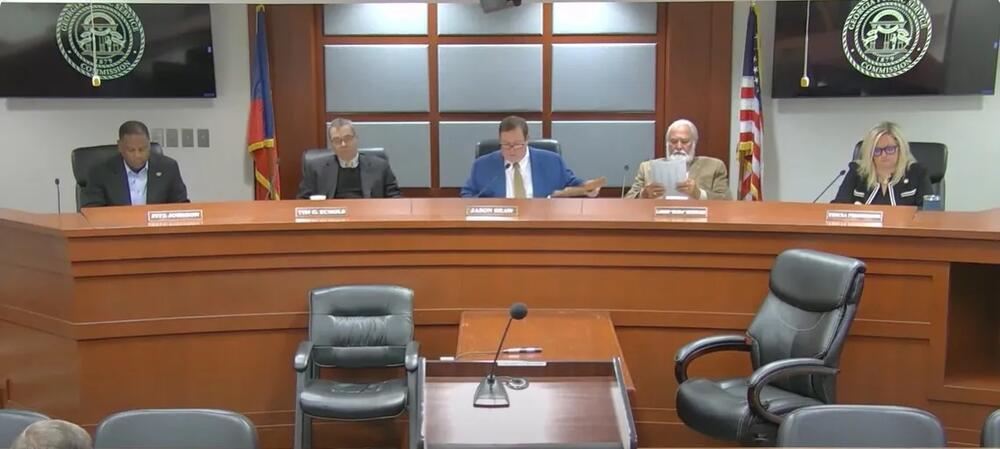 The Georgia Public Service Commission at a February 2024 meeting Credit: Screen shot from PSC livestream