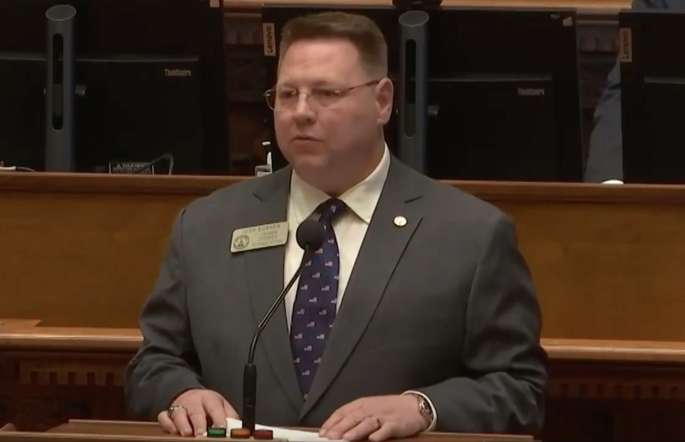 Rep. Josh Bonner (D-Fayetteville) presenting Senate Bill 1 on the Senate floor on Monday, March 31, 2025, which was ban transgender athletes from girl sports. Credit: Screenshot