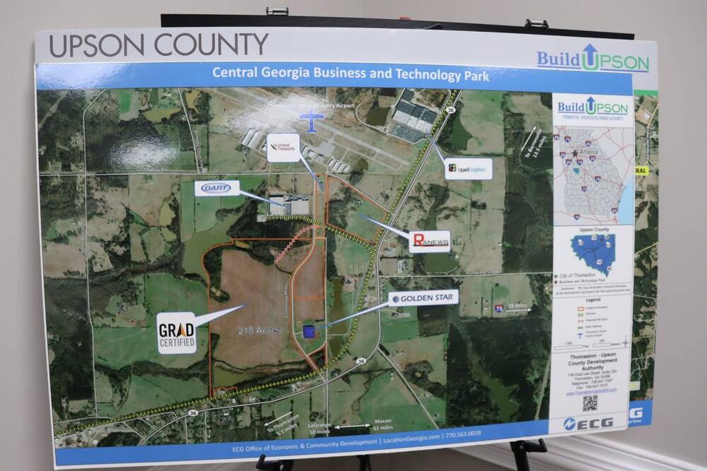 The Thomaston-Upson County Development Authority Georgia Business and Technology Park. The red outline shows where Brightmark would build its 100-acre, 2.5 million square foot plastic plant. Kala Hunter  